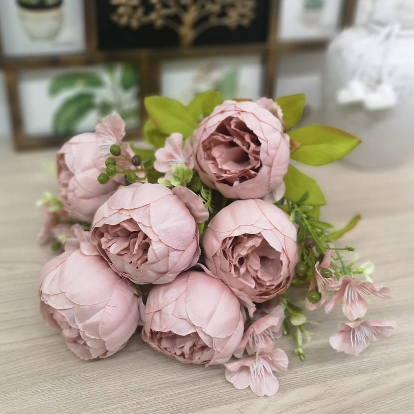 Искусственные цветы на могилу в Дзержинске | Цветы искусственные «Пионы», розовый, винтаж, букет