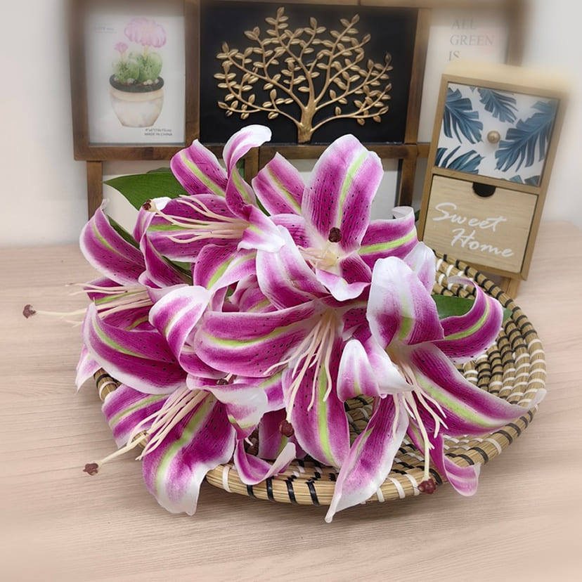 Искусственные цветы на могилу в Дзержинске | Цветы искусственные «Лилии крупные», розово-сиреневые, букет