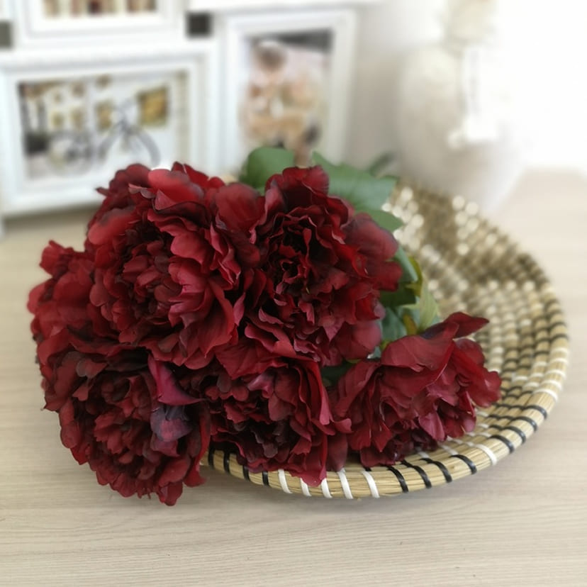 Искусственные цветы на могилу в Дзержинске | Цветы искусственные «Пионы», бордовые, букет