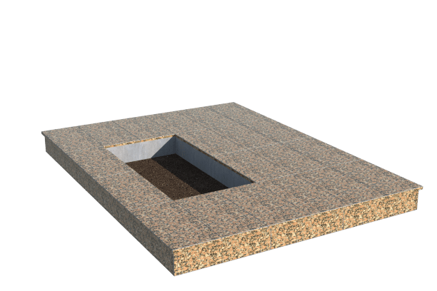 Площадки на могилу в Дзержинске | Площадка с вертикальной (15 см) облицовкой Южно-султаевским гранитом (под цветник)