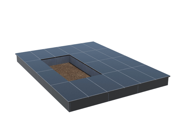 Площадки на могилу в Дзержинске | Площадка с вертикальной (15 см) облицовкой гранитом Габбро (под цветник)