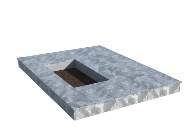 Площадки на могилу в Дзержинске | Площадка с вертикальной (15 см) мраморной облицовкой (под цветник)