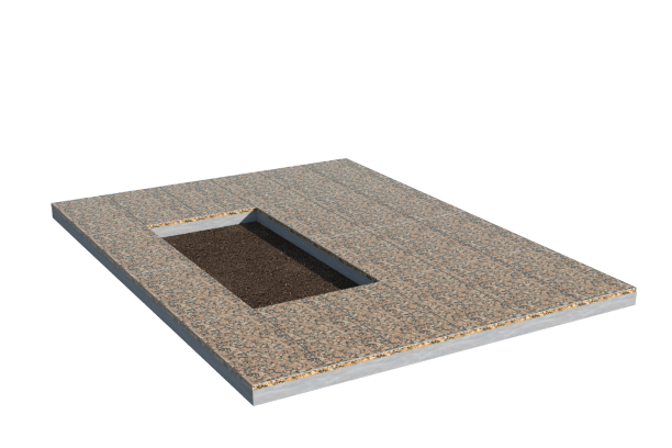 Площадки на могилу в Дзержинске | Площадка с облицовкой Южно-Султаевским гранитом (под цветник)