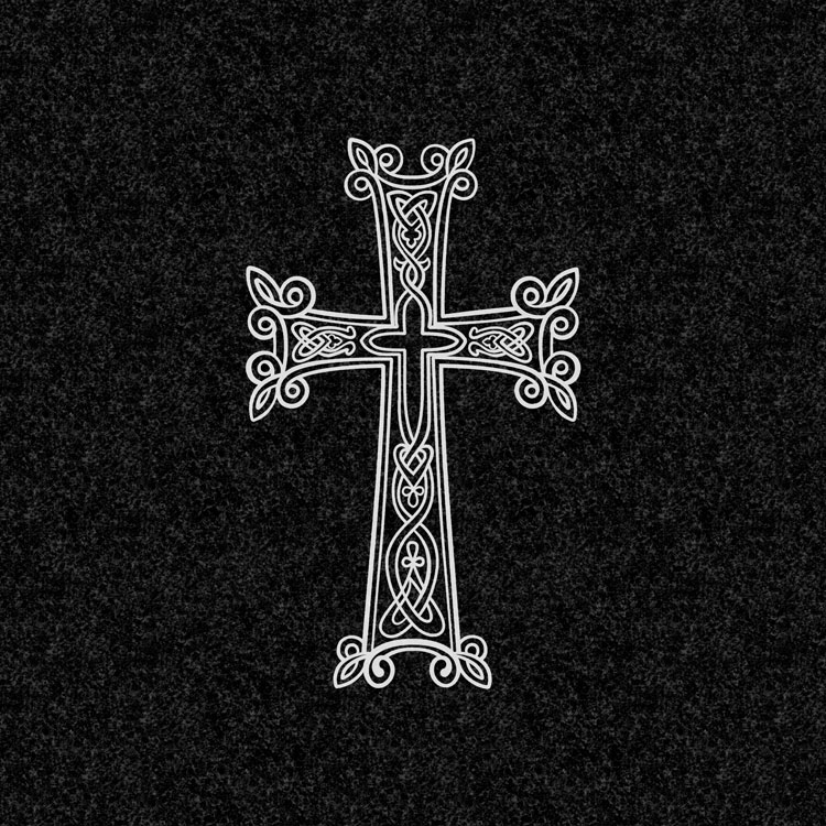 Символы веры | Рисунок армянский крест с растительным орнаментом, РС-007